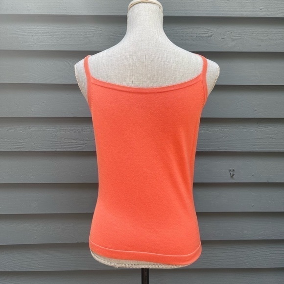 DANA Buchman Sweater Bright Coral Sleeveless V-Neck Silk Blend Petite Medium - Picture 4 of 11